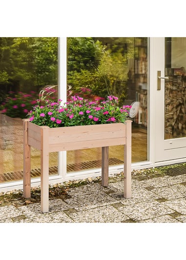 Outsunny Garden Wooden Planter Flower Raised Bed Herb Grow Box Container