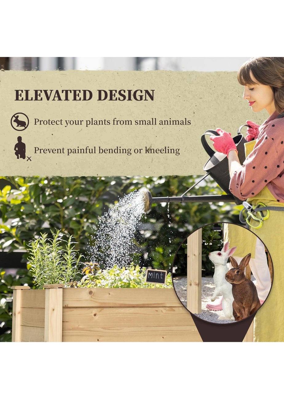 Outsunny Garden Wooden Planter Flower Raised Bed Herb Grow Box Container