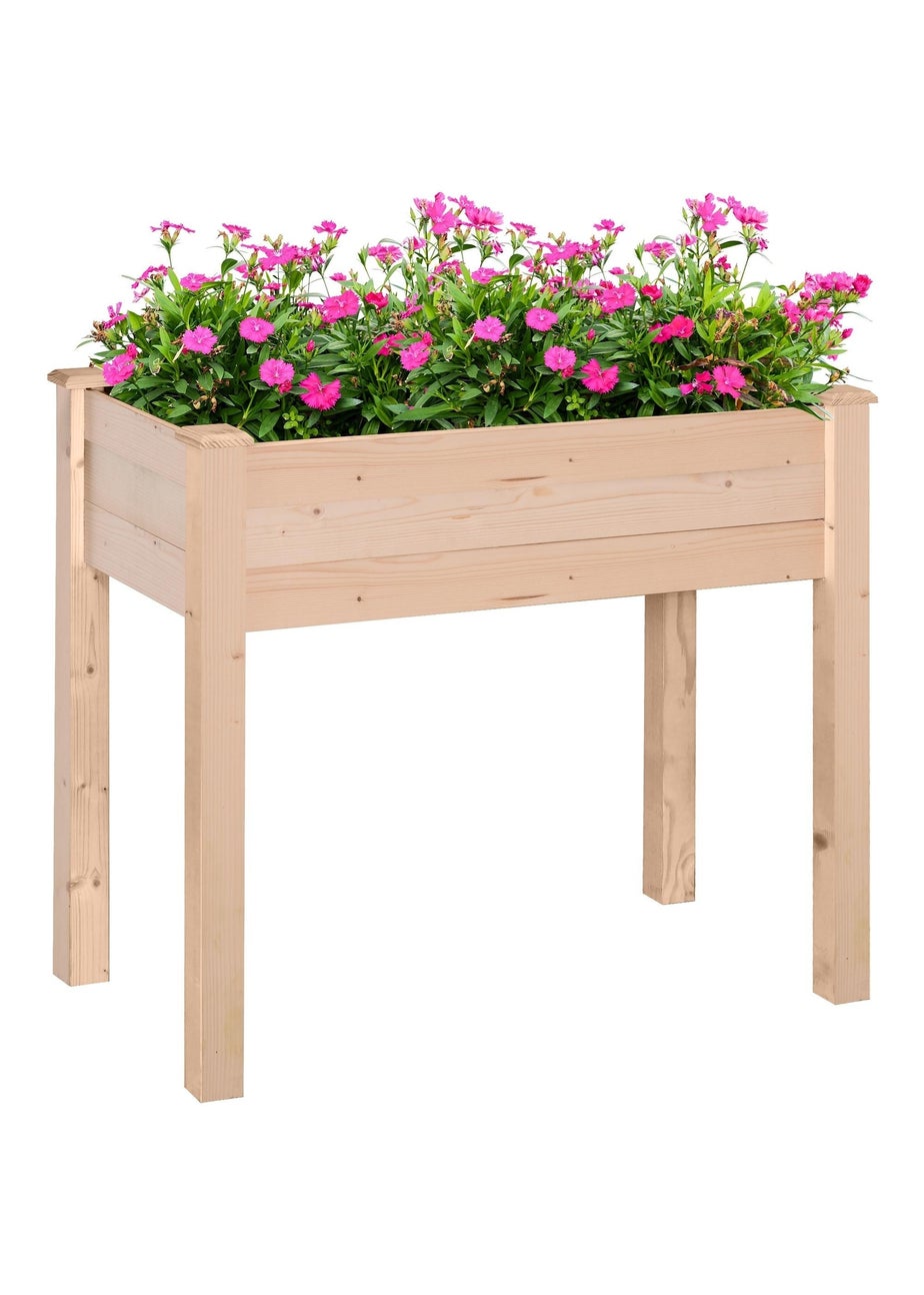 Outsunny Garden Wooden Planter Flower Raised Bed Herb Grow Box Container