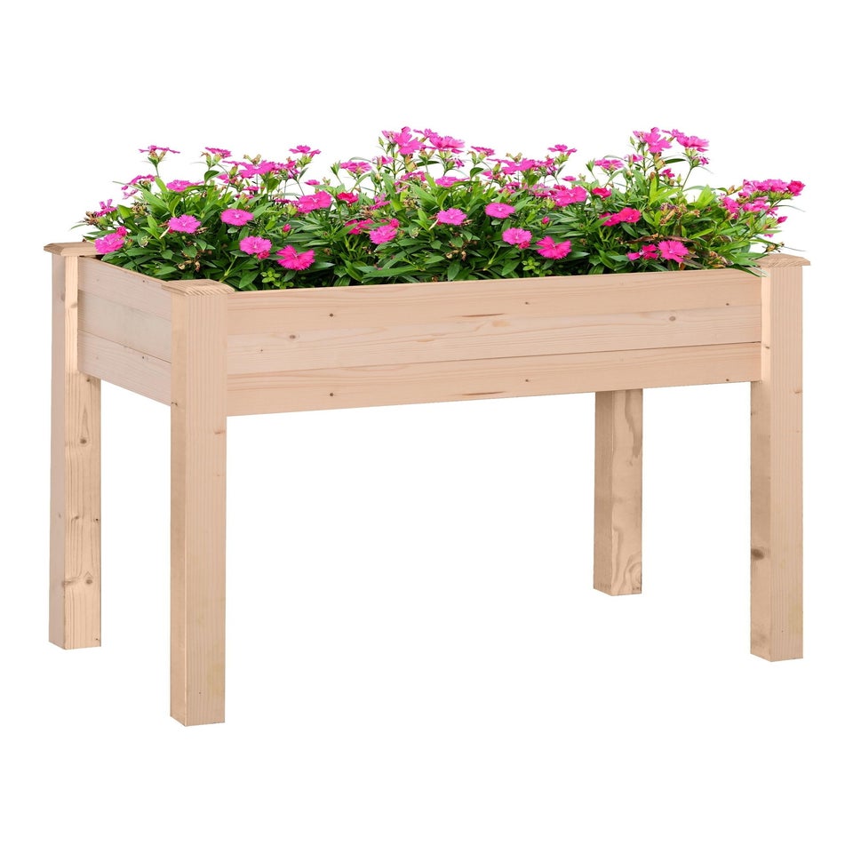 Outsunny Garden Wooden Planter Flower Raised Bed Herb Grow Box Container