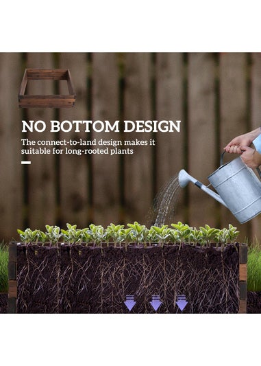 Outsunny Brown Wooden Raised Beds (80L x 80W x 22.5Hcm)