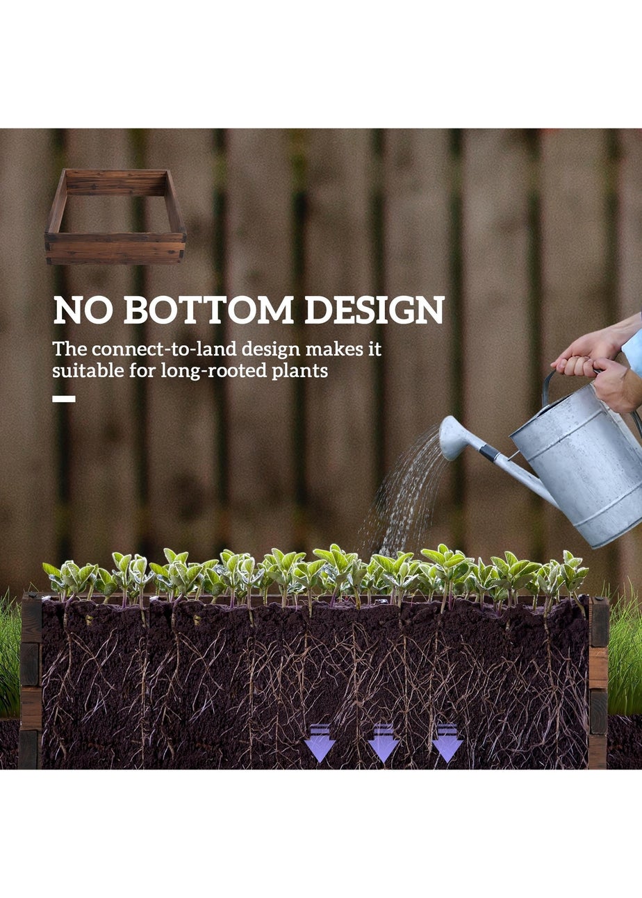 Outsunny Brown Wooden Raised Beds (80L x 80W x 22.5Hcm)