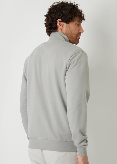 Threadbare Grey Quarter Popper Funnel Neck Jumper