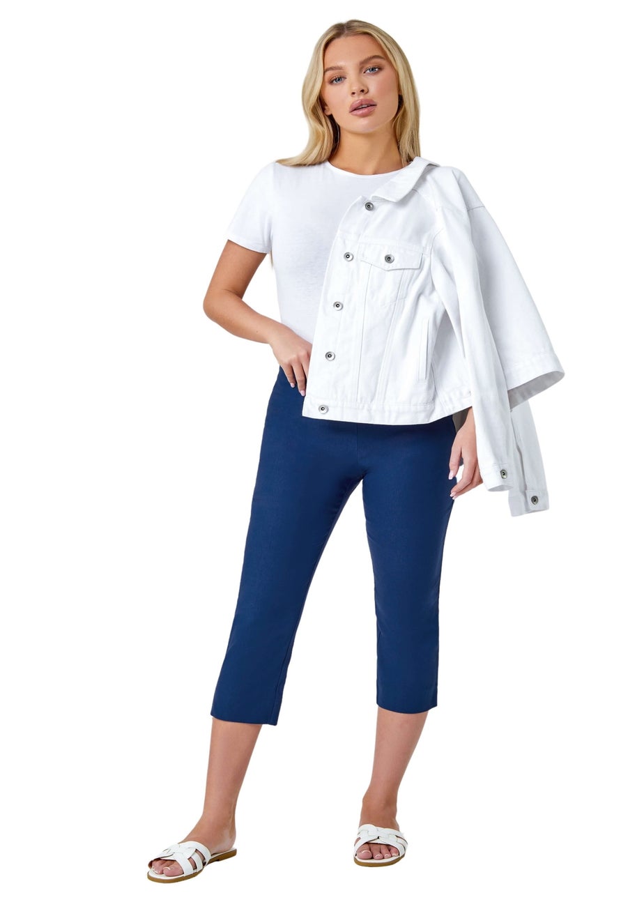 Roman Midnight Blue Petite Cropped Stretch Trouser