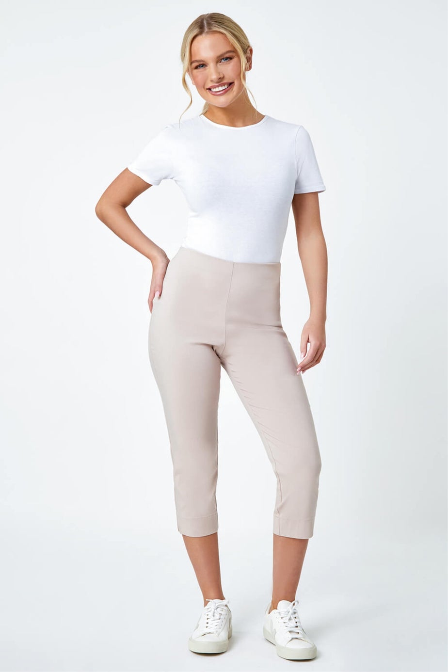 Roman Stone Petite Cropped Stretch Trouser