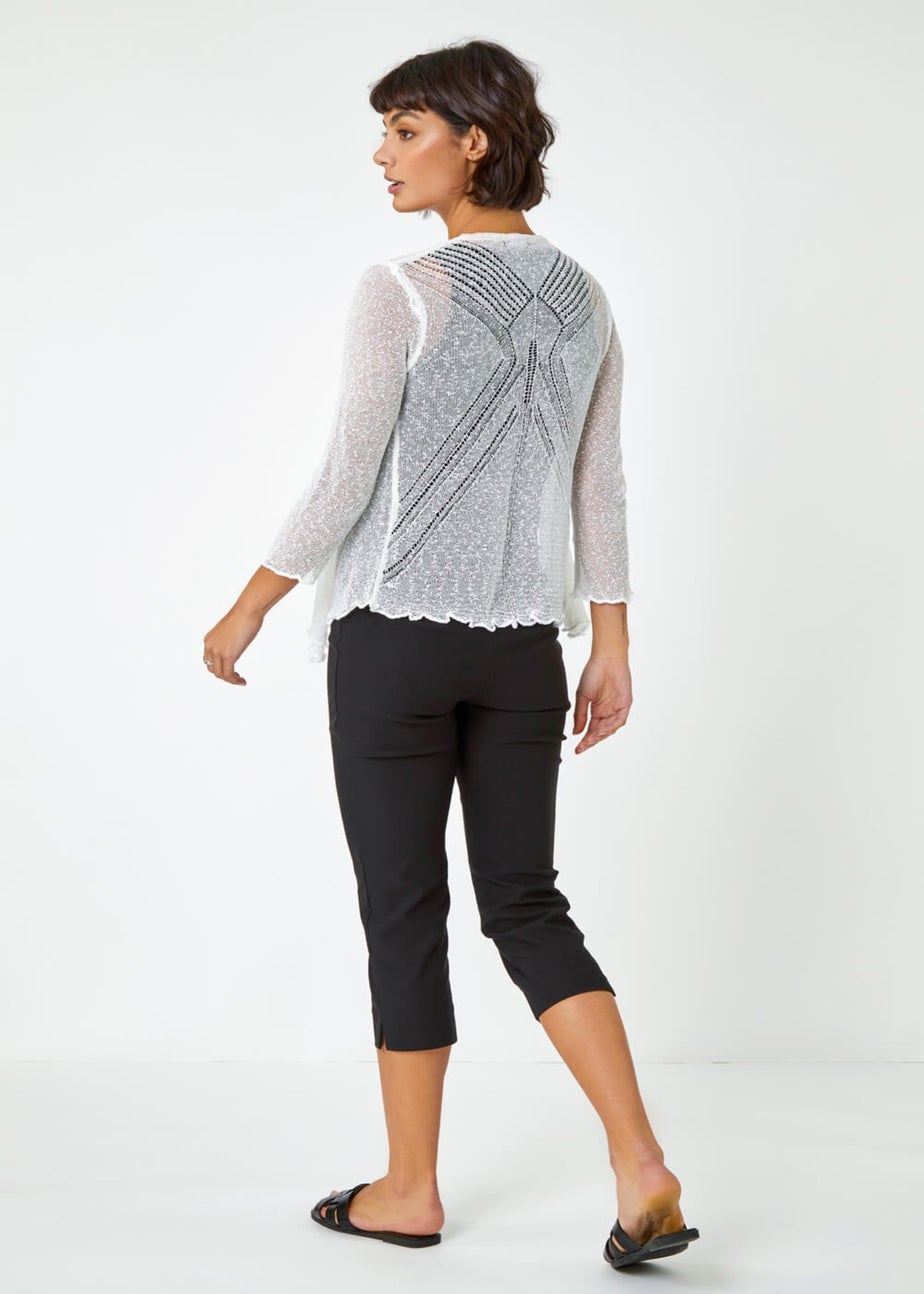 Roman Ivory Textured Pointelle Detail Shrug