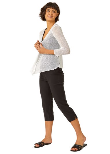 Roman Ivory Textured Pointelle Detail Shrug