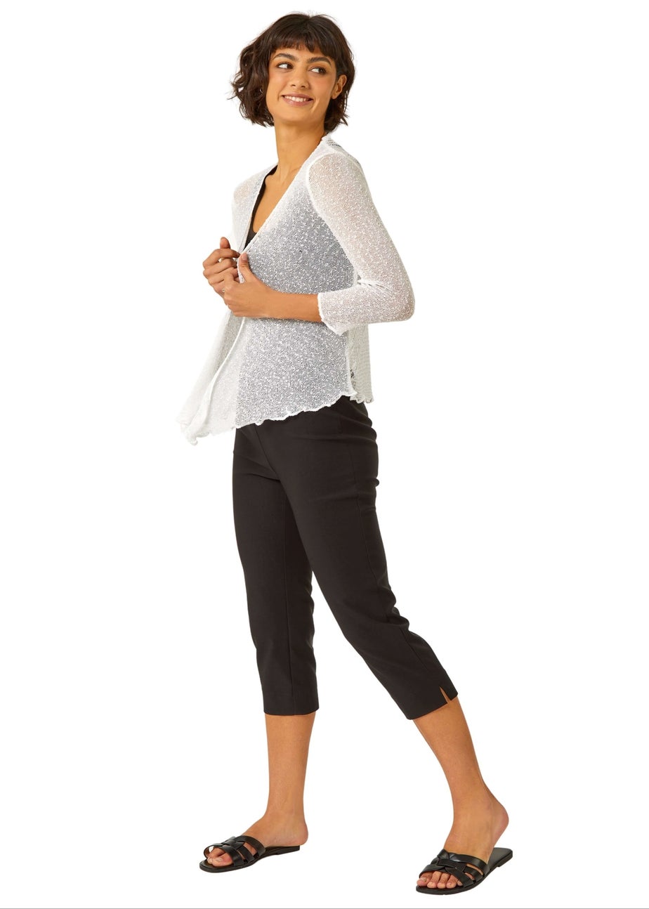 Roman Ivory Textured Pointelle Detail Shrug