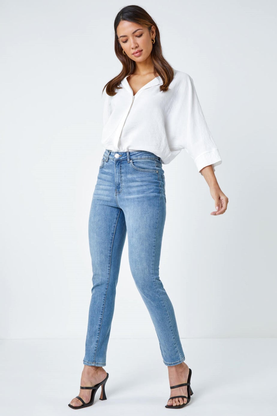 Roman Blue Slim Leg Stretch Mom Jeans
