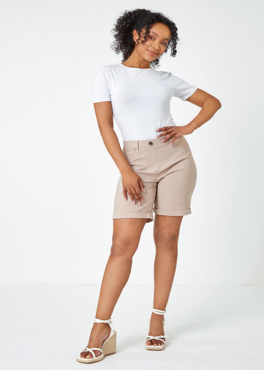 Roman Natural Petite Turned Hem Elastic Waist Shorts