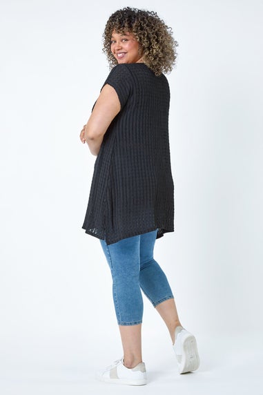 Roman Black Curve Textured Short Sleeve T-Shirt