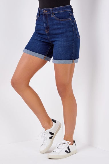 Roman Indigo Stretch Denim Mom Shorts
