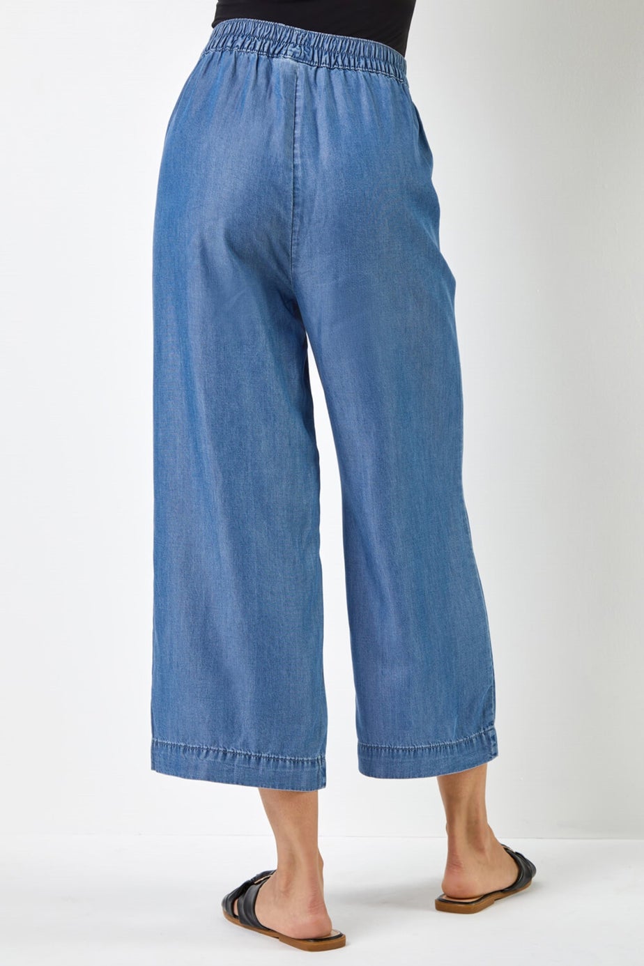 Roman Denim Waist Tie Detail Culottes