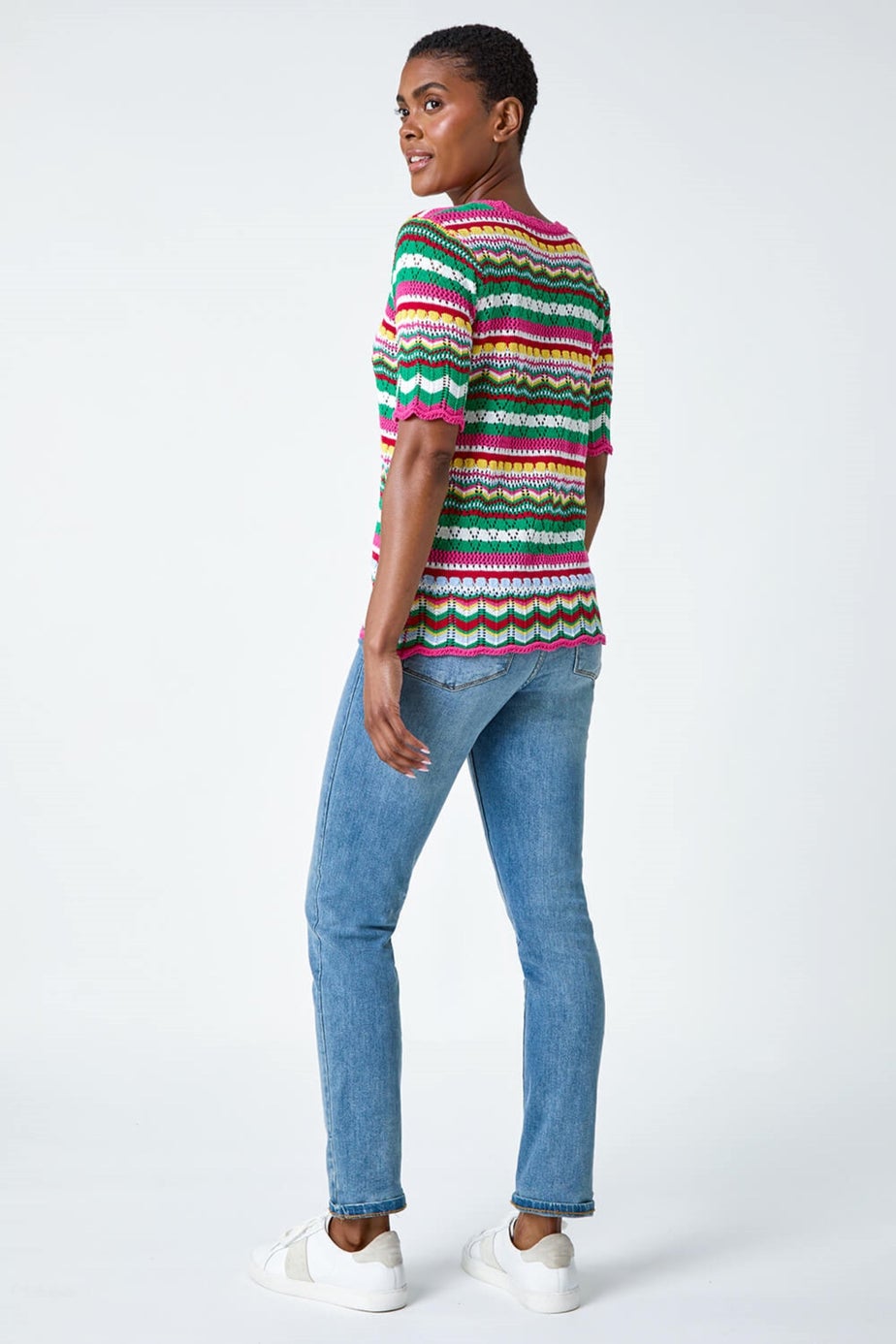 Roman Pink Wave Print Knitted Cotton Top