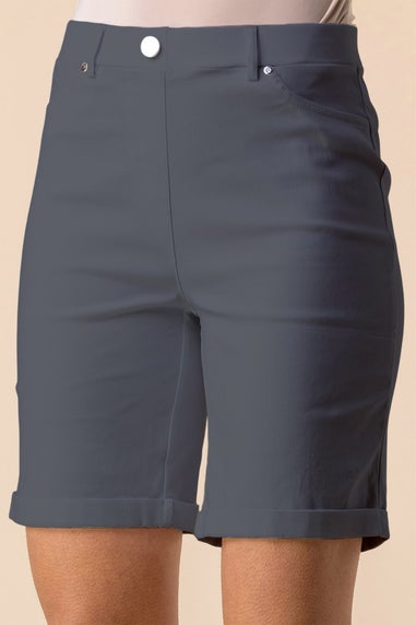 Roman Dark Grey Turn Up Stretch Shorts