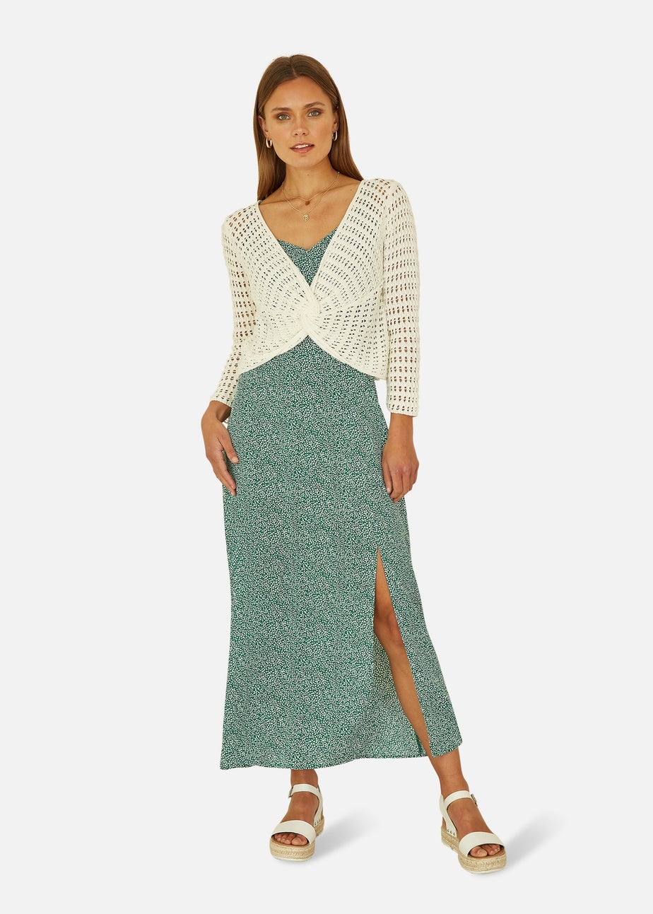 Yumi Ivory Crochet Cotton Twisted Bolero Top