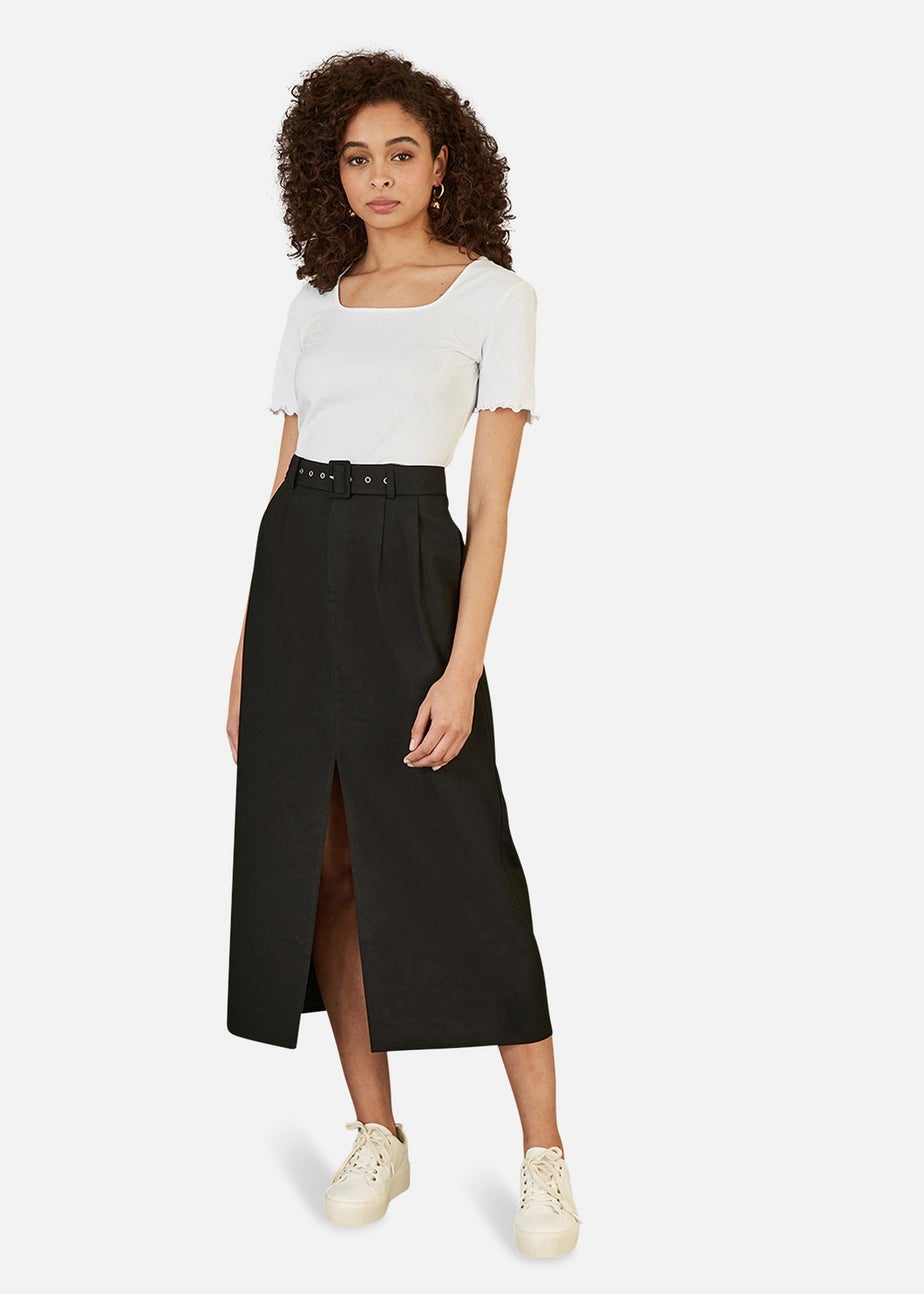 Yumi White Cotton Jersey Lettuce Trim T-Shirt