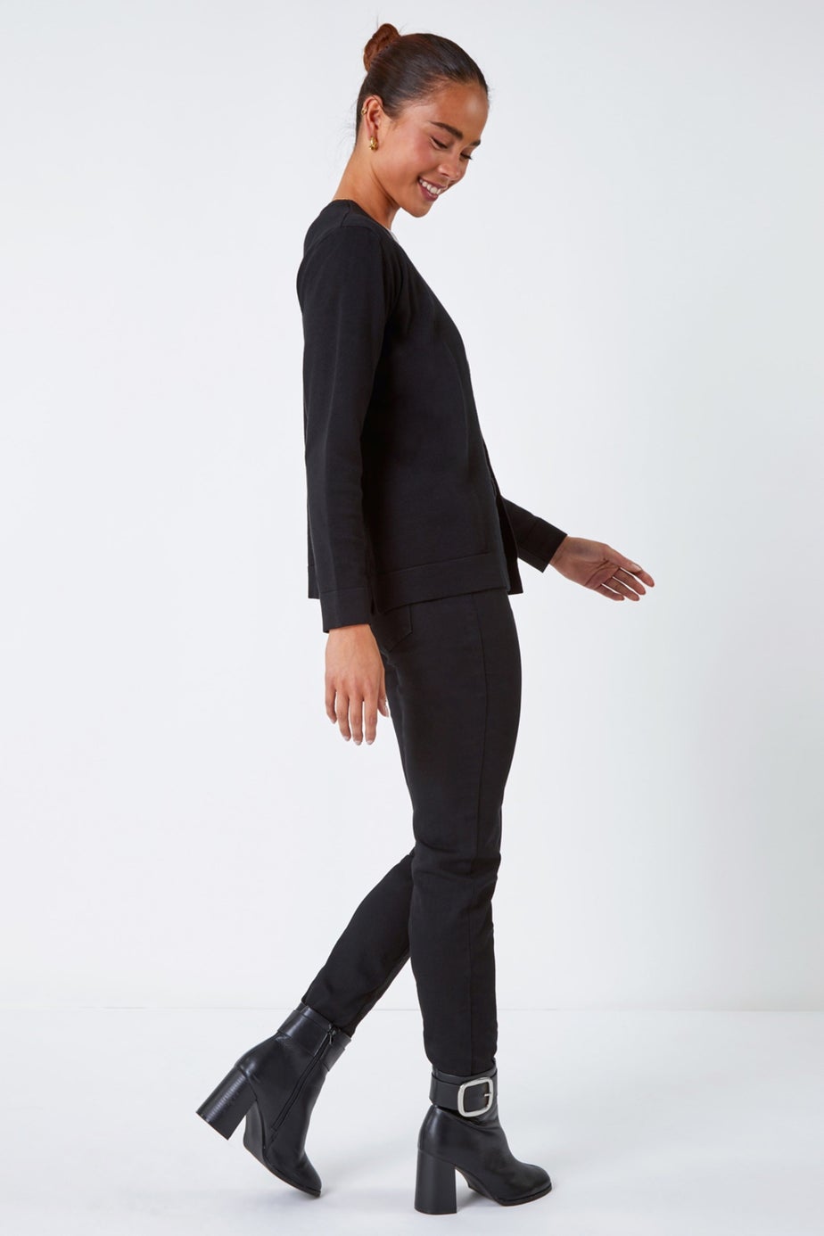 Roman Black Petite Plain Stretch Cardigan