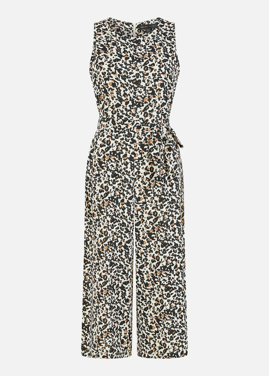 Mela Brown Animal Print Sleeveless Culotte Jumpsuit