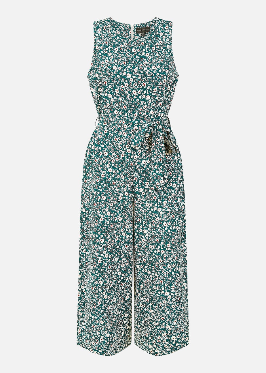 Mela Green Ditsy Print Culotte Jumpsuit