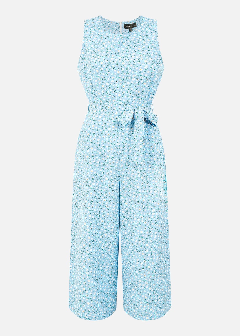 Mela Blue Ditsy Print Culotte Jumpsuit