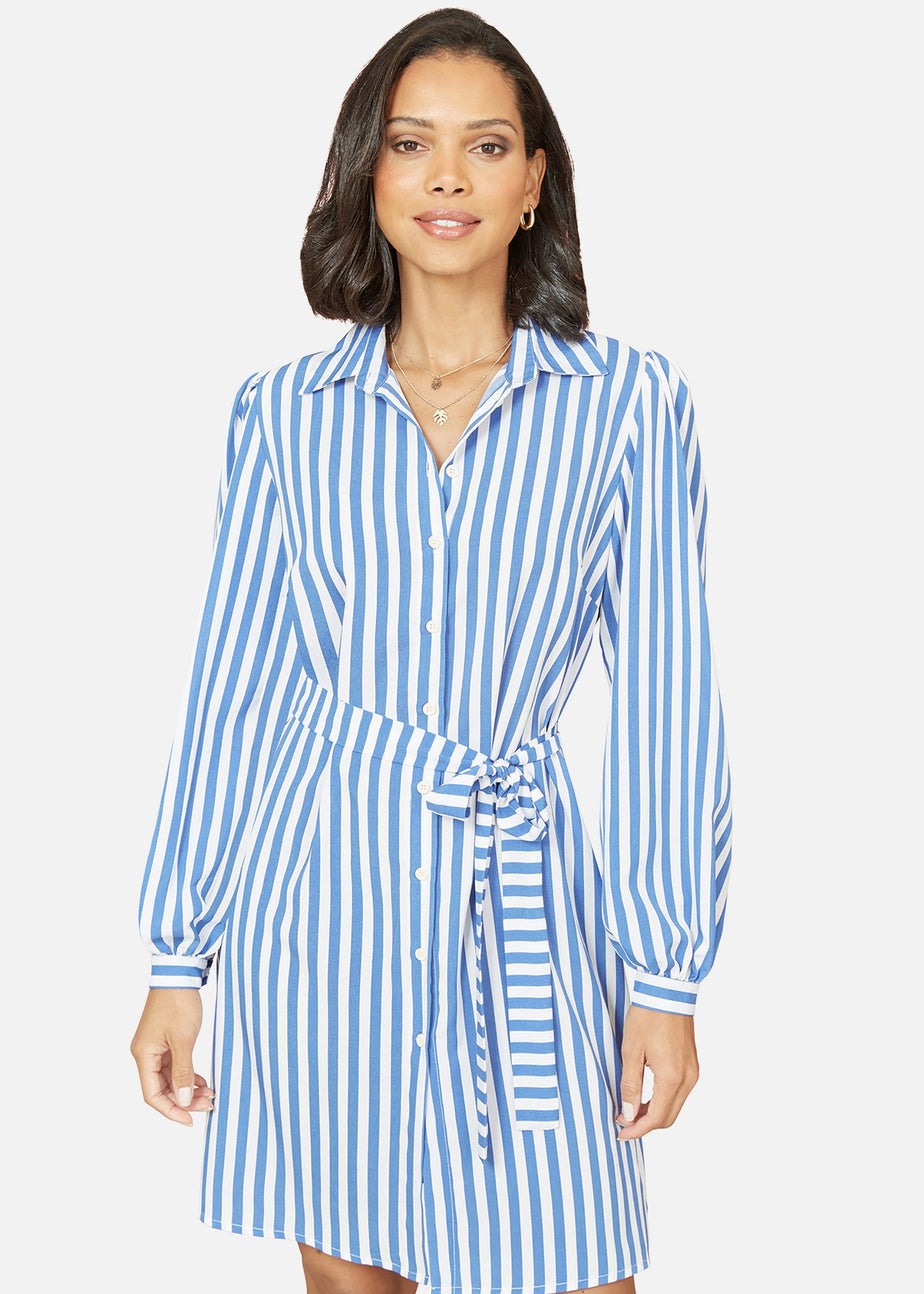 Mela Blue Striped Relaxed Fit Shirt Dress