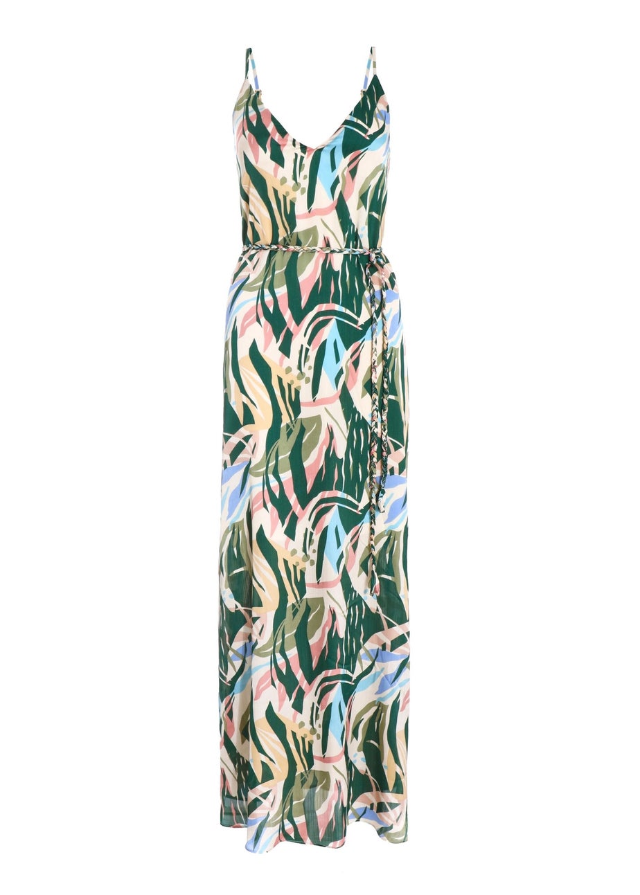 Quiz Green Tropical Print Maxi Dress