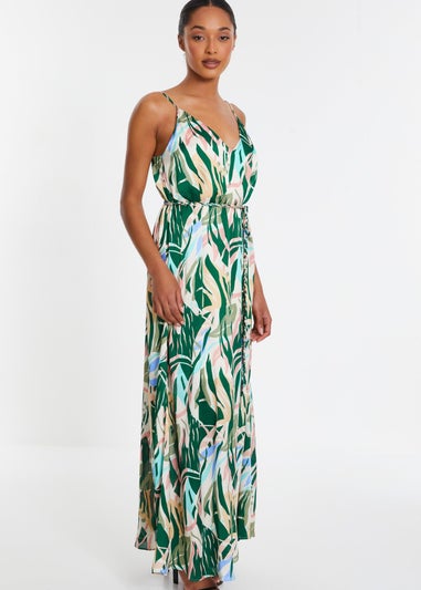 Quiz Green Tropical Print Maxi Dress