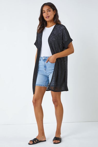 Roman Black Short Sleeve Longline Cardigan