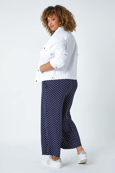 Roman White Curve Mid Wash Denim Jacket