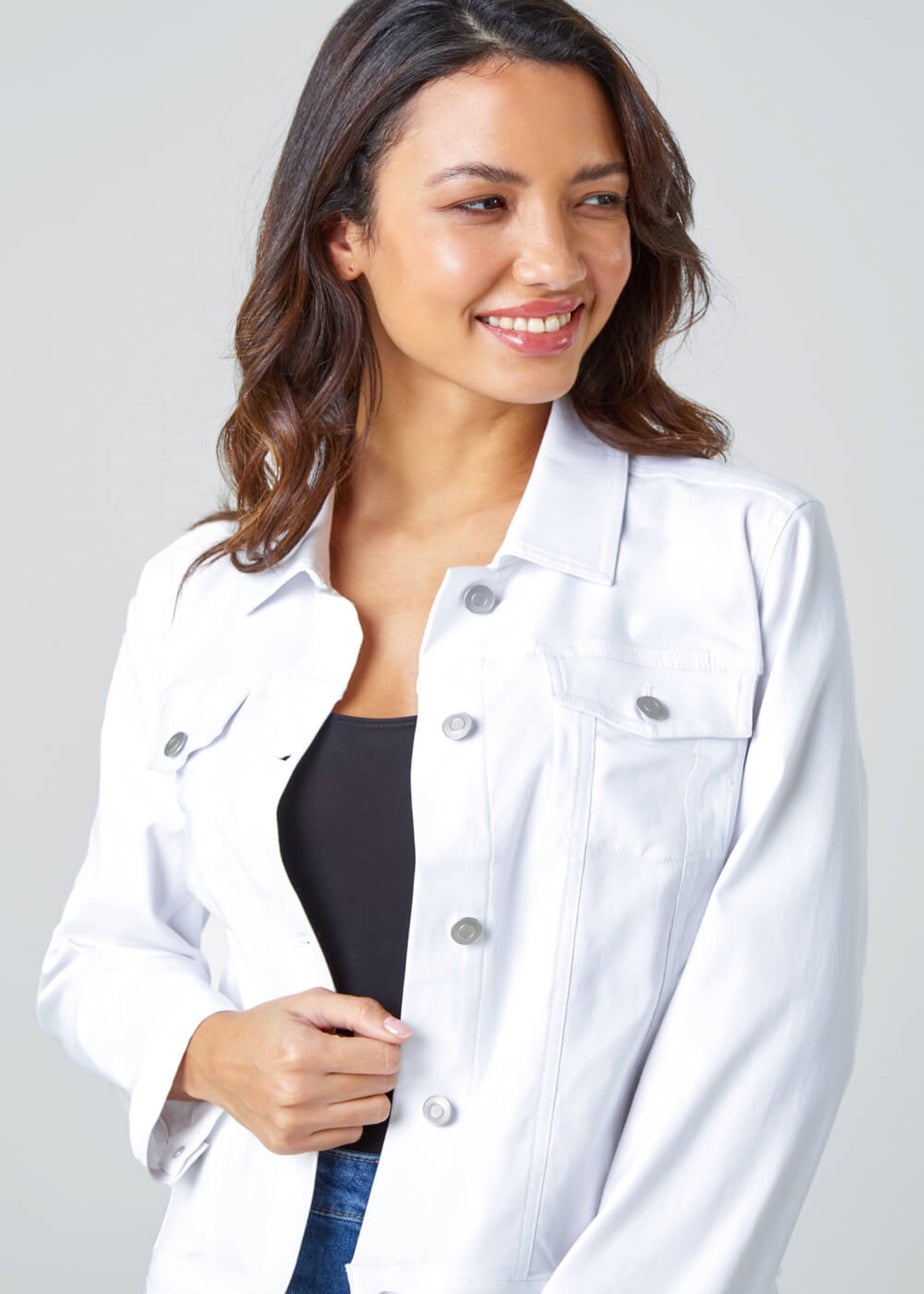 Roman White Stretch Pocket Detail Jacket