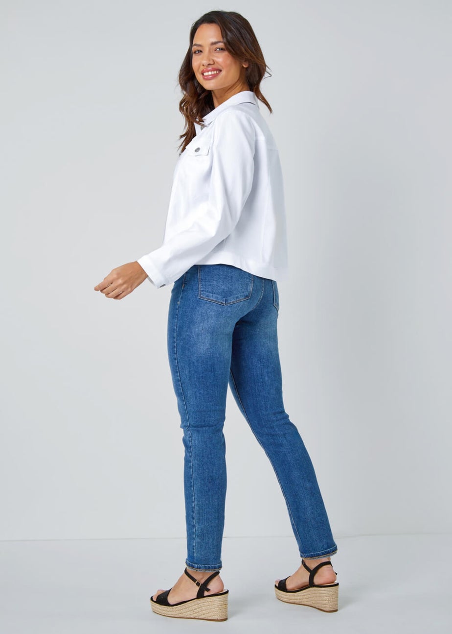 Roman White Stretch Pocket Detail Jacket