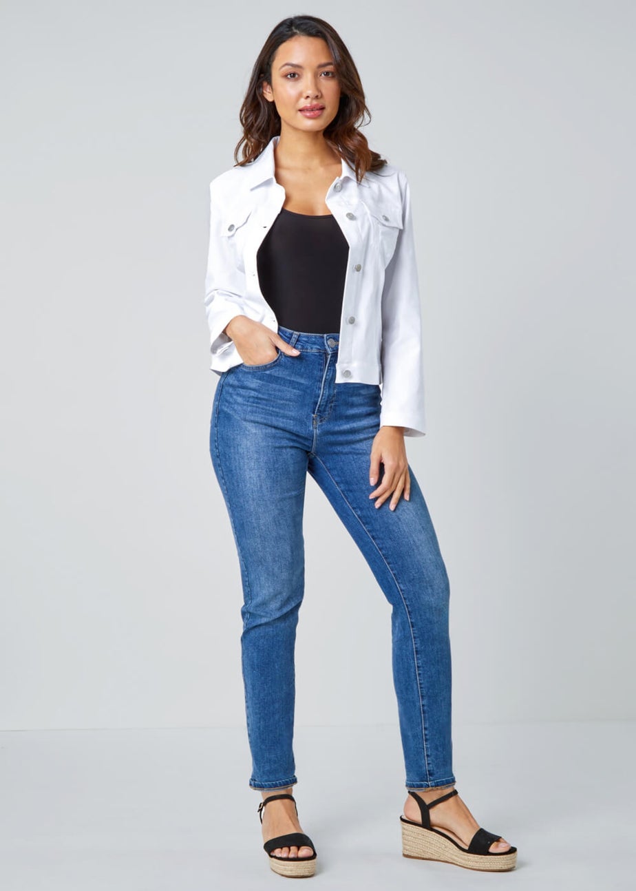 Roman White Stretch Pocket Detail Jacket