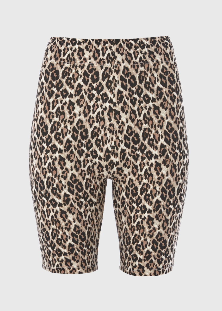 Brown Leopard Print Cycling Shorts