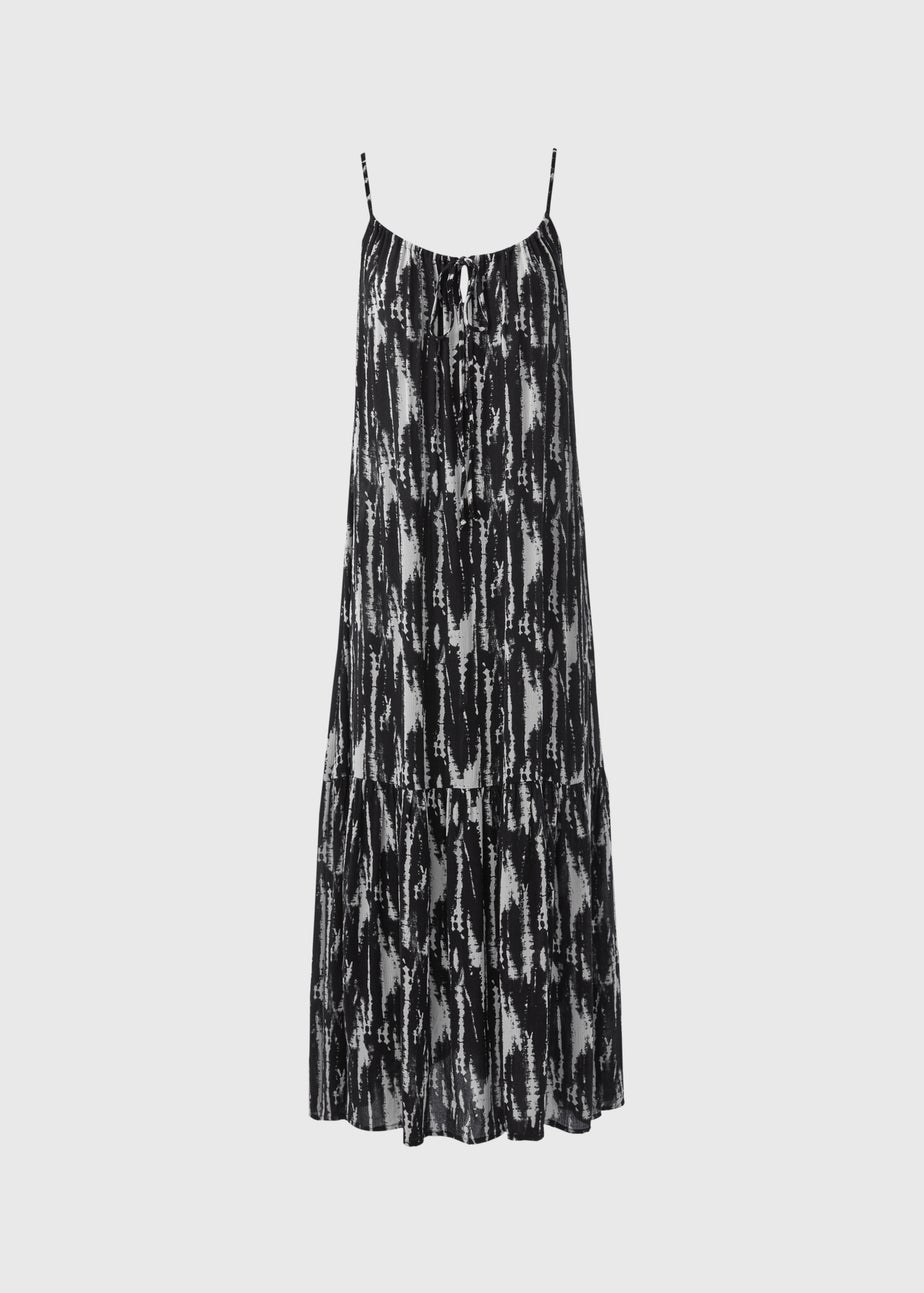 Black Printed Tiered Cami Dress