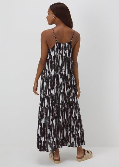 Black Printed Tiered Cami Dress
