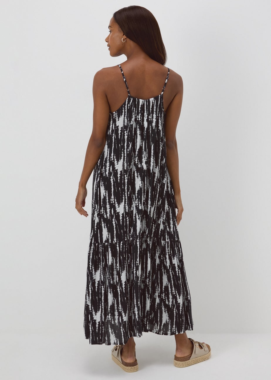 Black Printed Tiered Cami Dress