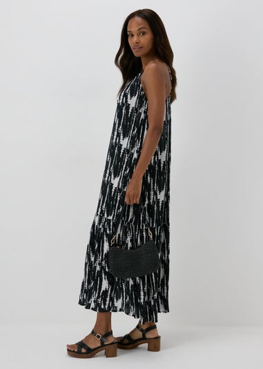 Black Printed Tiered Cami Dress
