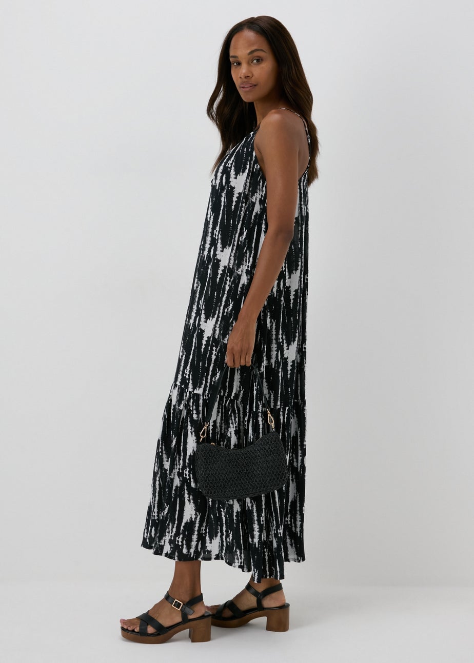 Black Printed Tiered Cami Dress