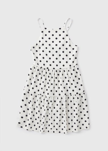 Girls White Polka Dot Dress (7-13yrs)