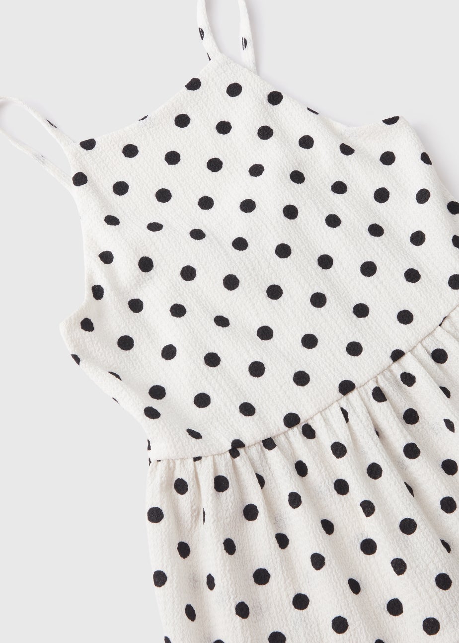 Girls White Polka Dot Dress (7-13yrs)