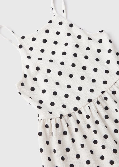 Girls White Polka Dot Dress (7-13yrs)