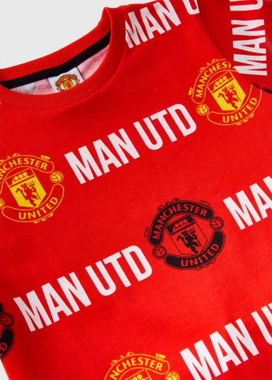 Manchester United Kids Red Top & Shorts Pyjama Set (4-13yrs)