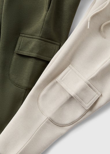 2 Pack Boys Khaki Cargo Jogging Bottoms (1-7yrs)