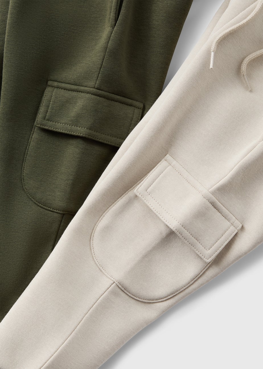 2 Pack Boys Khaki Cargo Jogging Bottoms (1-7yrs)