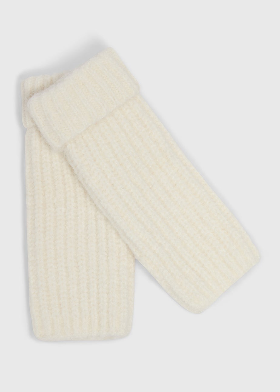 Cream Ribbed Gloves
