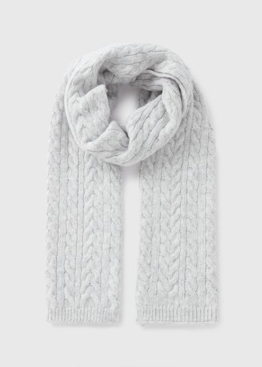 Grey Cable Knit Scarf