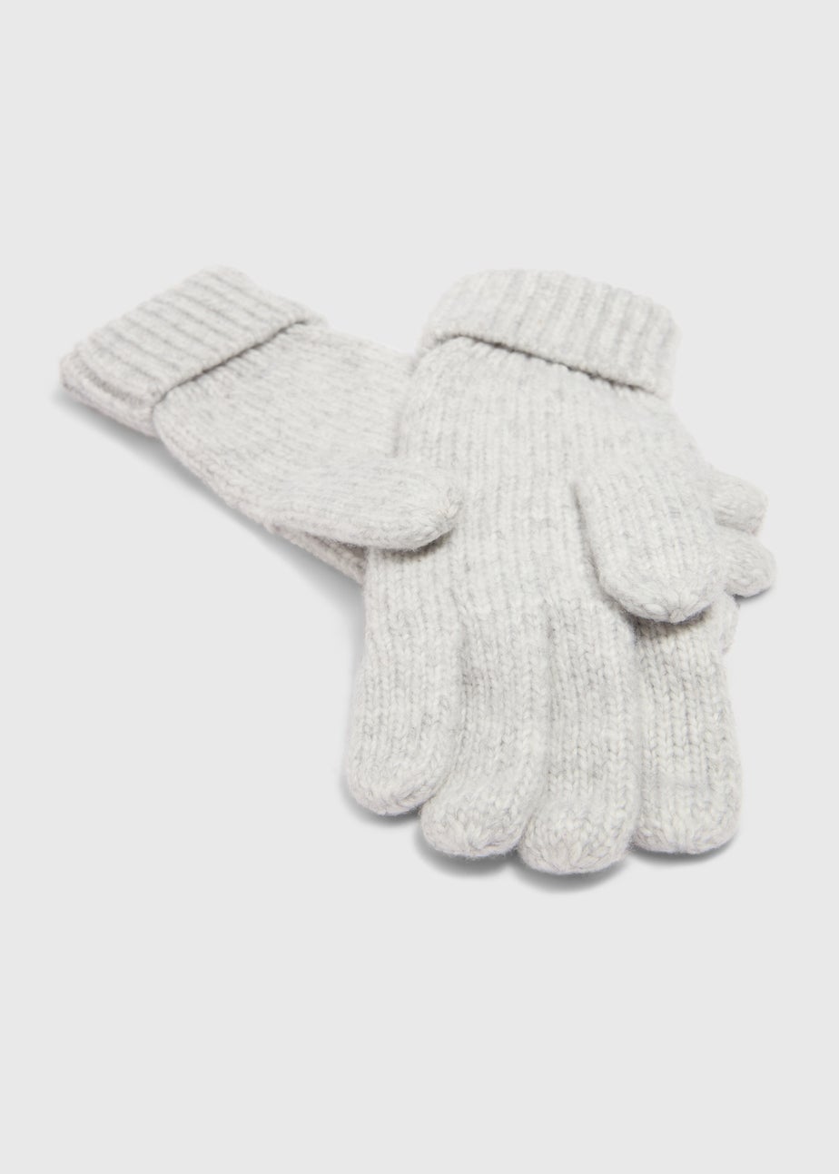 Grey Cable Knit Gloves
