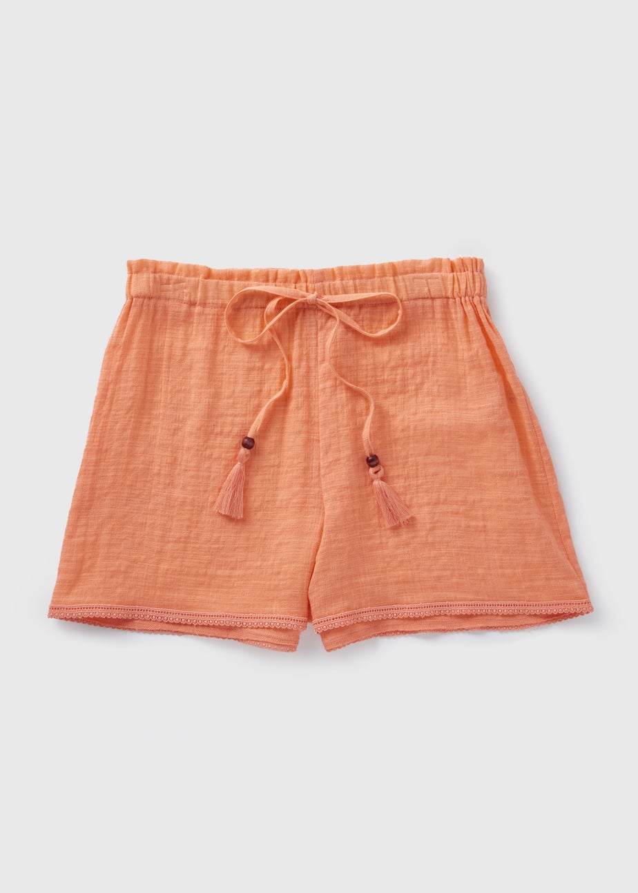 Orange Co Ord Tie Waisted Shorts