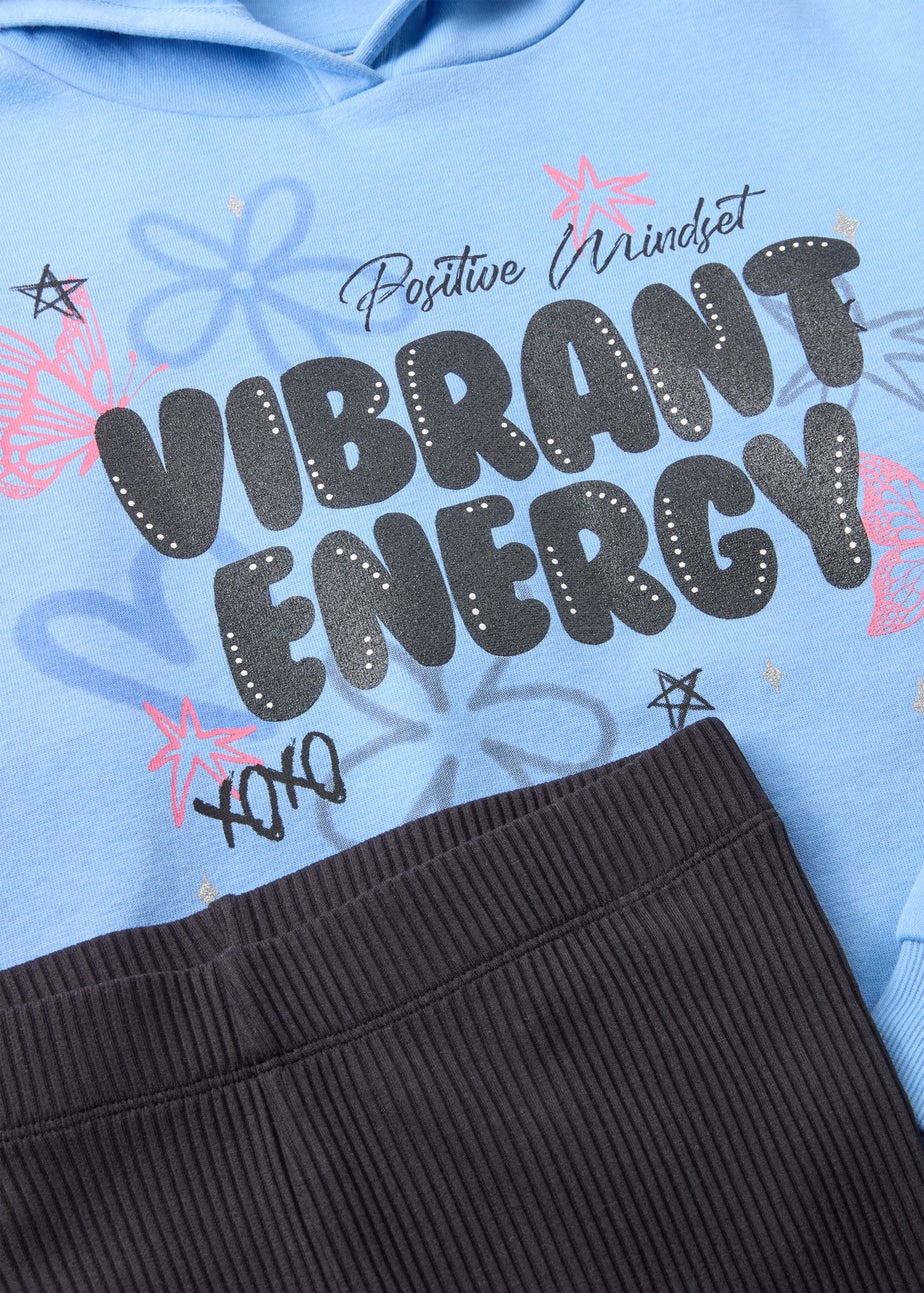 Girls Blue Vibrant Energy Hoodie & Flares Set (7-15yrs)